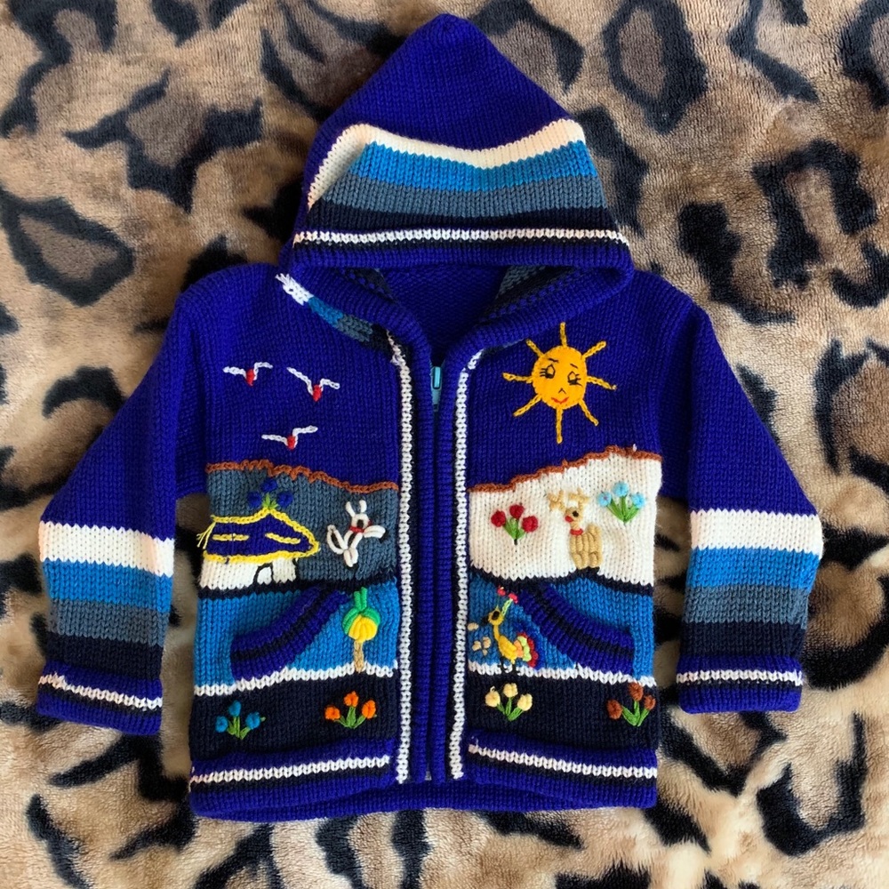 Handwoven Baby Sweater Hoodie Size 12-18 Months